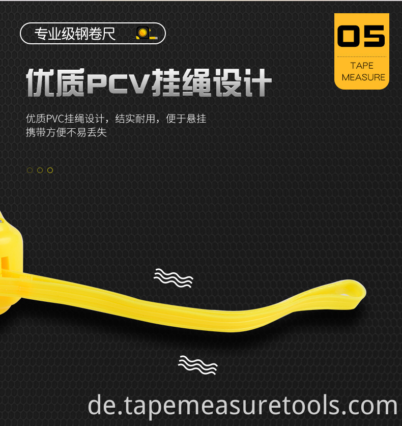 3M 5M 7,5m 10M Custom gelbes Schneckenstahlbandmaß mit Logo